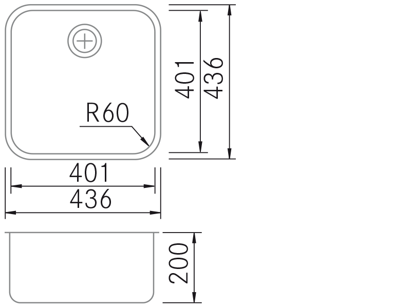 Sinks - BM Top-4040 - Technical design