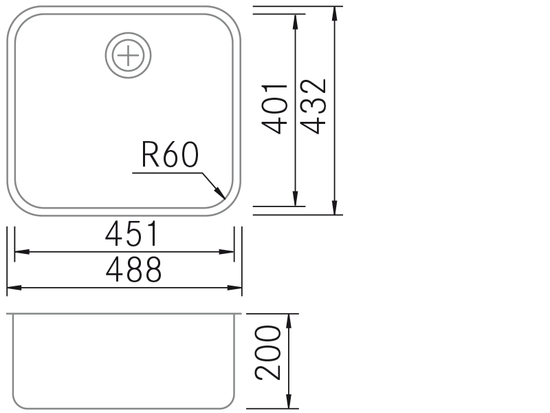 Sinks - BM Top-4540 - Technical design