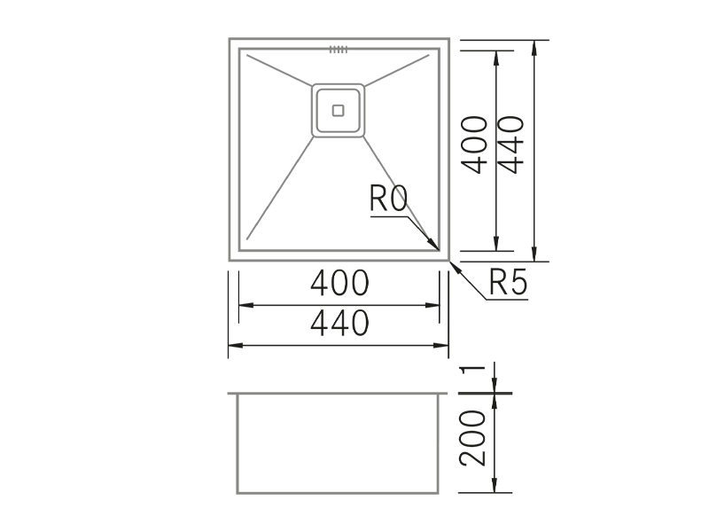 Sinks - BTK-4040 Filo - Technical design