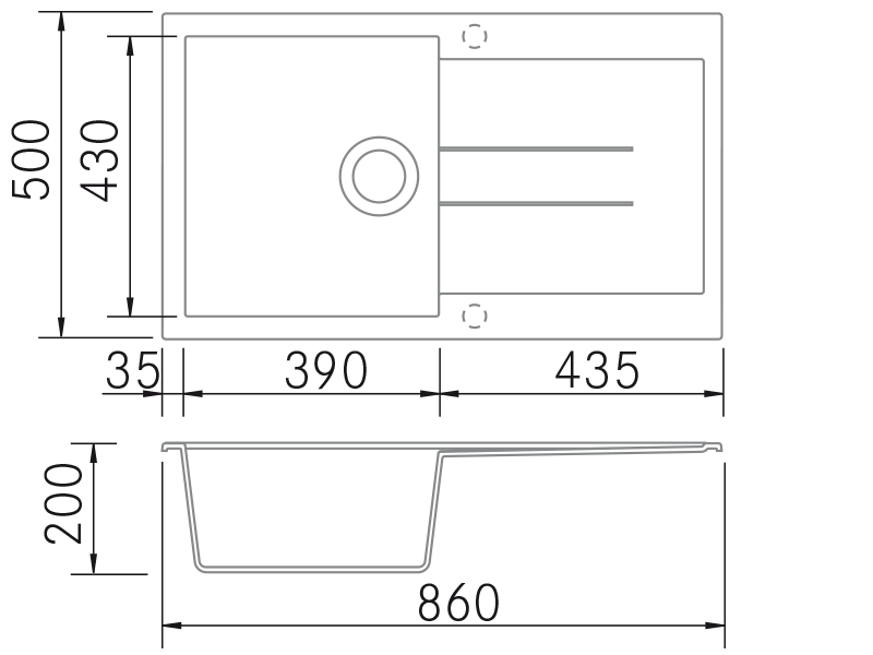 Sinks - Amanda 11 - Technical design