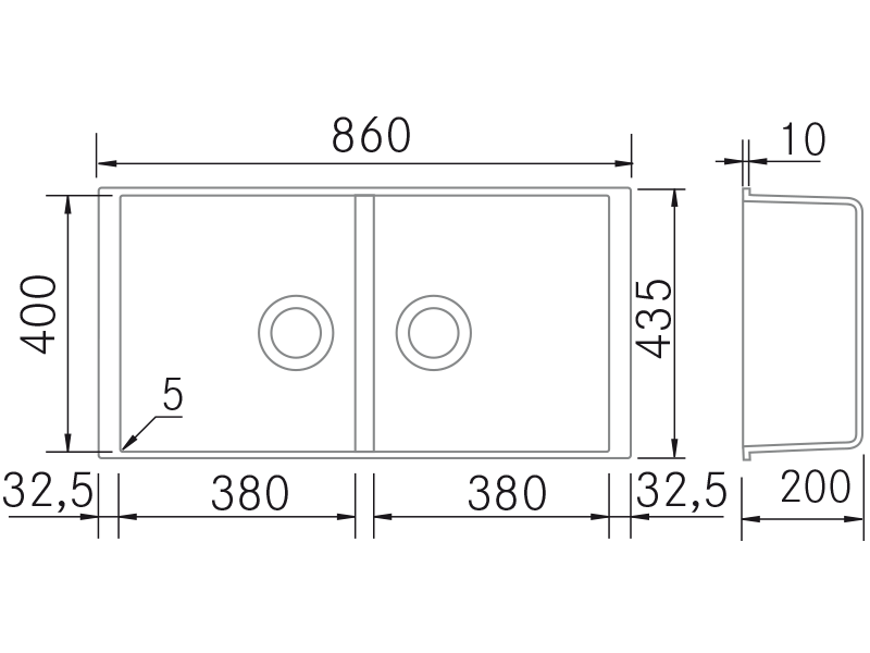 Sinks - Quadra BE Doble - Technical design