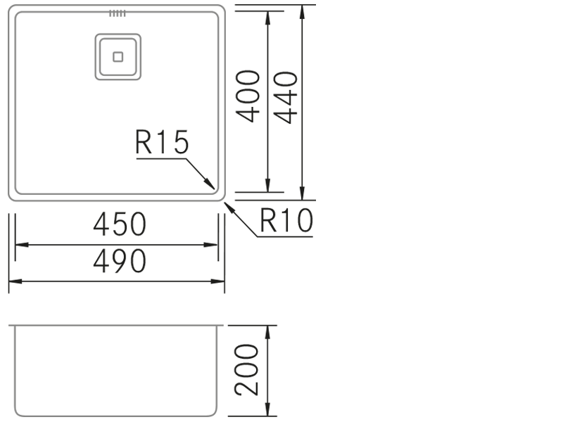 Sinks - R15-Vintage - 4540 - Technical design