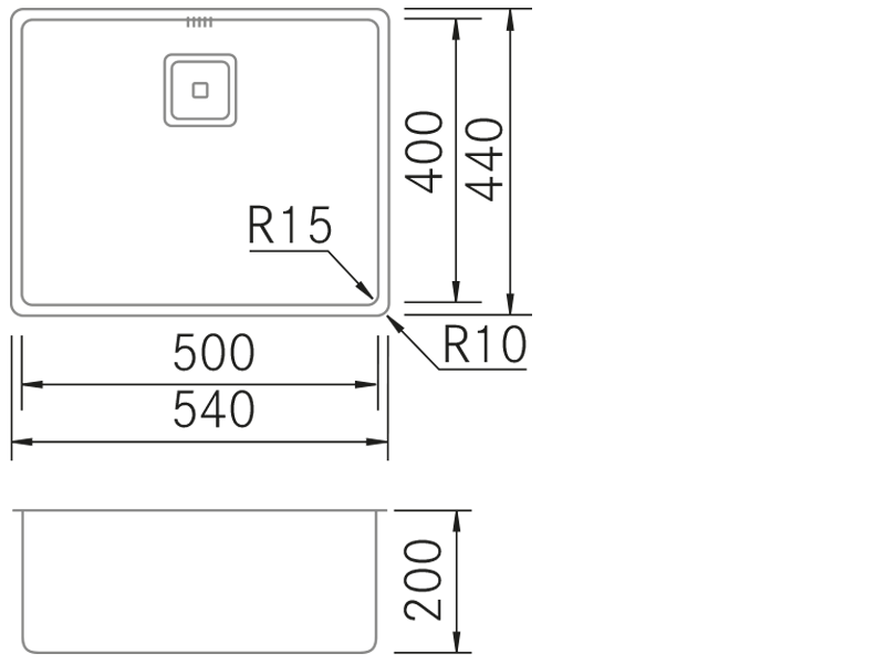 Sinks - R15-Vintage - 5040 - Technical design