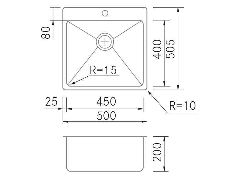 Sinks - Slim 50 Filo - Technical design