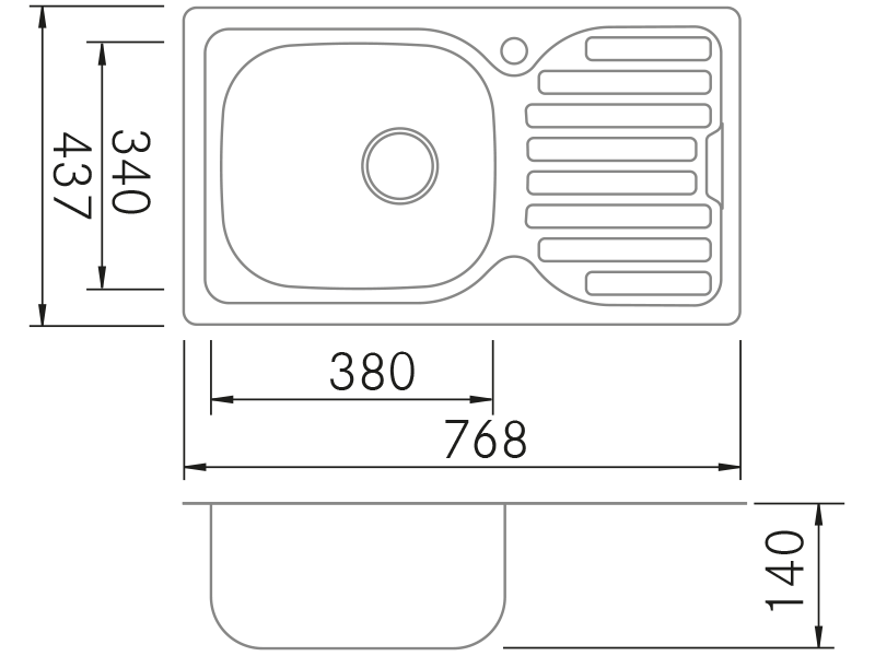 Sinks - EF 760 S - Technical design