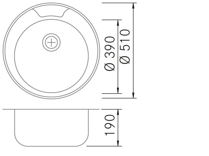 Sinks - ER 510 P - Technical design