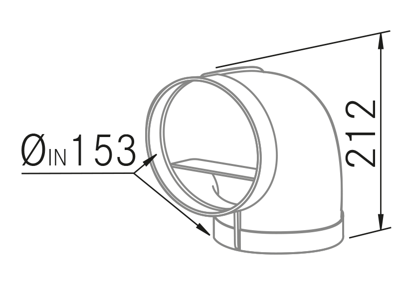 Range Hoods - Codo vertical redondo Ø150 - Technical design