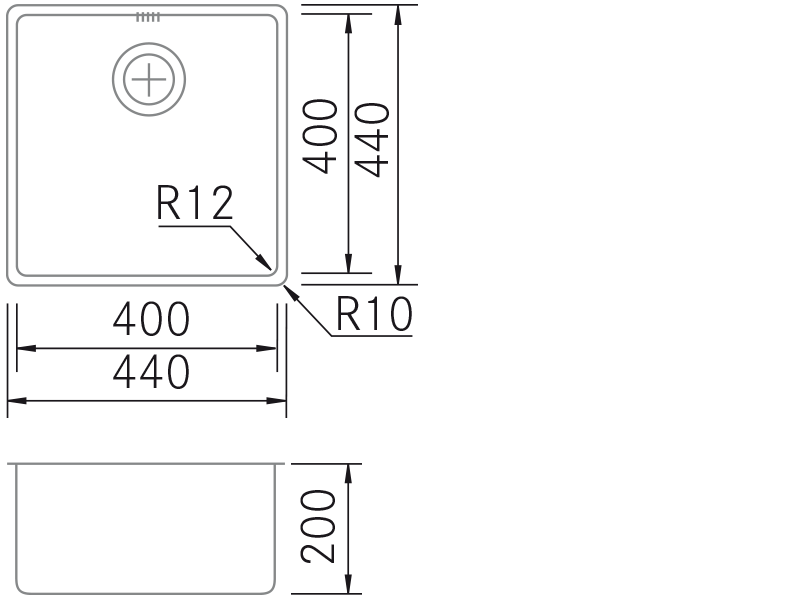 Sinks - PVD Titanio 4040 - Technical design