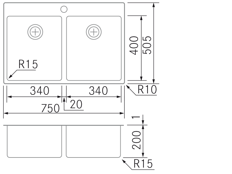 Sinks - BMR D34-34 - Technical design