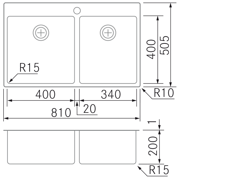 Sinks - BMR D40-34 - Technical design