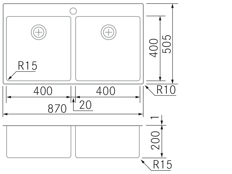 Sinks - BMR-D40-40 - Technical design