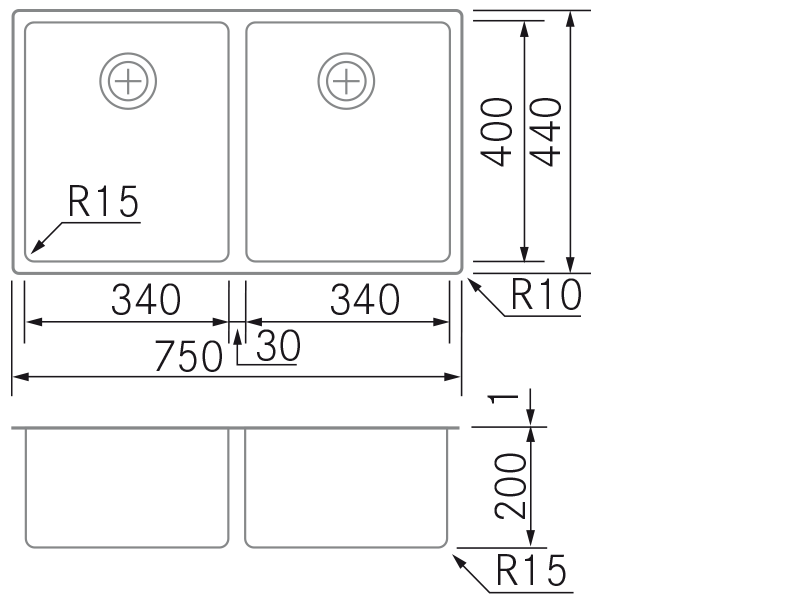 Sinks - BMR D-34-34 - Technical design