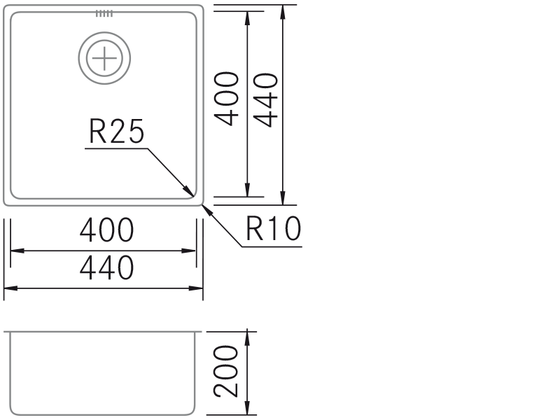 Sinks - ZN-TOP - 4040 - Technical design