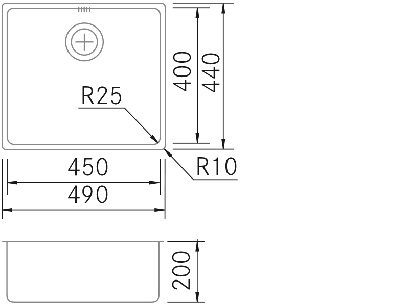 Sinks - ZN-TOP - 4540 - Technical design