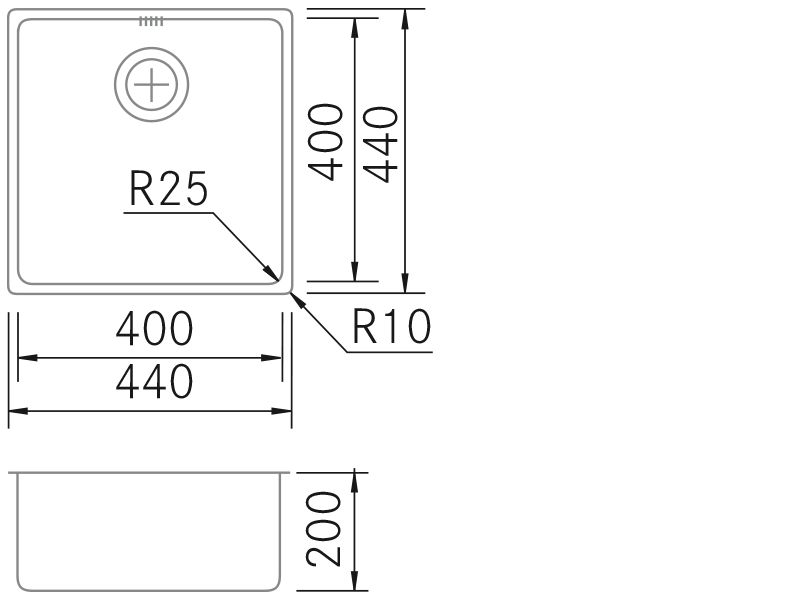 Sinks - ZN-TOP - 4040 - Technical design