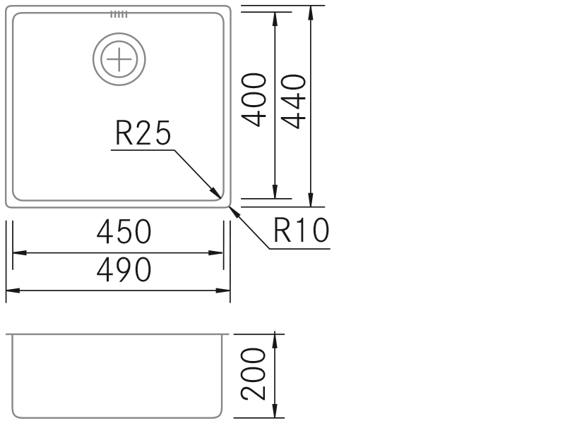 Sinks - ZN-TOP - 4540 - Technical design