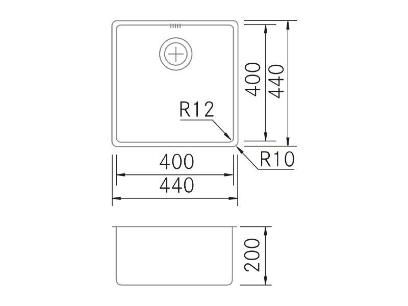 Sinks - PVD Gold 4040 - Technical design