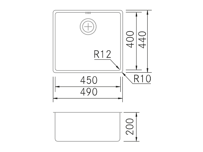 Sinks - PVD Gold 4540 - Technical design