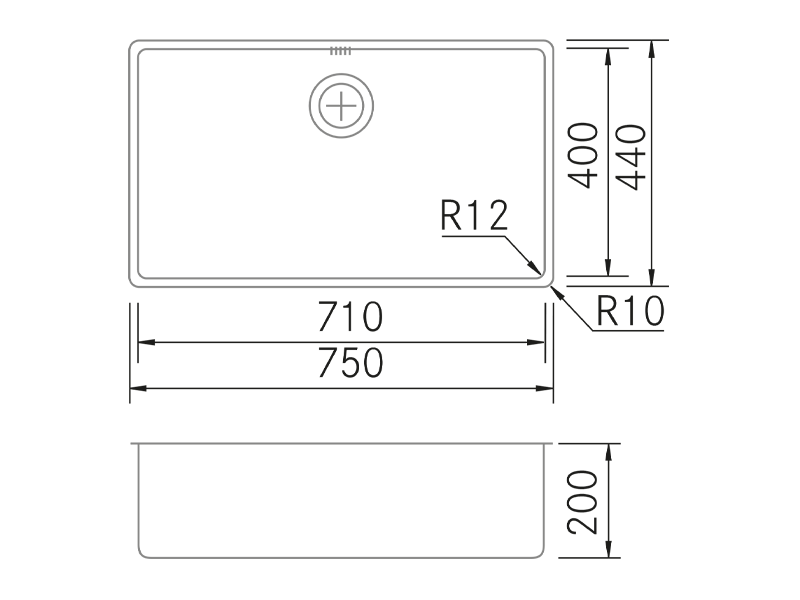 Sinks - PVD Gold 7140 - Technical design