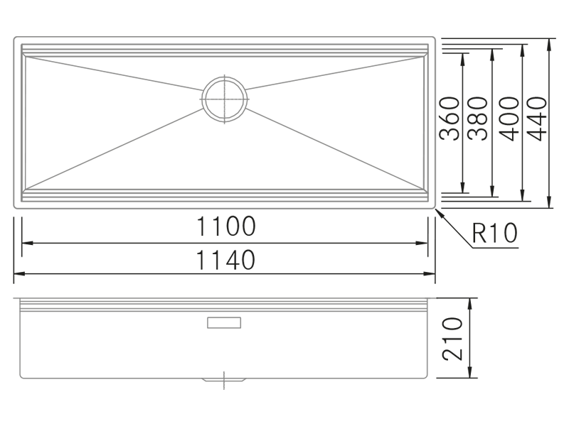 Sinks - Versa 110 BE-EN-OE - Technical design