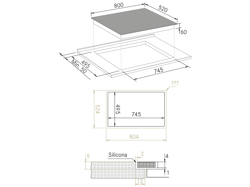 Hobs - Vitro 834 Slider Bridge - Technical design