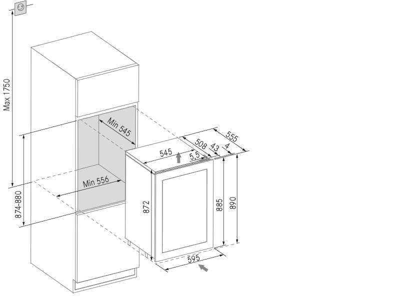 Wine cooler - Pomerol 88 - Technical design