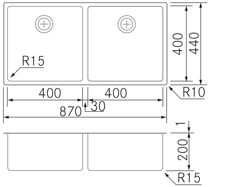 Sinks - BMR D40-40 - Technical design